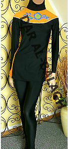 Full cover muslim swimwear islamic Tesettür Mayo – Schwarz-Orange